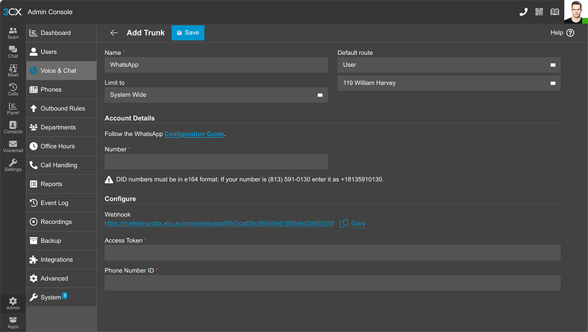 3CX WhatsApp - integration